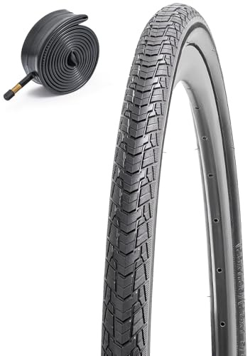 700C pneumatico 700x45C 47-622 pneumatico per bicicletta Pieghevole adatto per 700x45C 28x1.75 (28x1 5/8x1 3/4) pneumatico per bicicletta e camera d'aria da 28 pollici Valvola Schrader 48mm (Uno)
