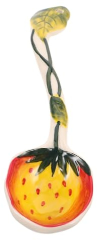 Amosfun Cucharas de Cerámica Creativas Forma de Cucharas para Sopa y Postres para Yogur Helados y Platos Asiáticos Diseño de Mango para Evitar Quemaduras