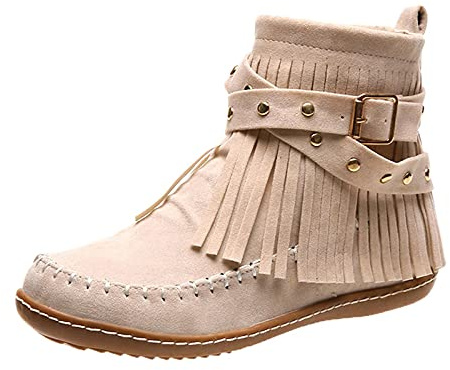Stivali Texani Donna Antiscivolo Stivaletti Estive Antivento Stivaletti con Suola Antiscivolo Scarpe Eleganti Comode Stivali Texani con Frange Donna Estivi