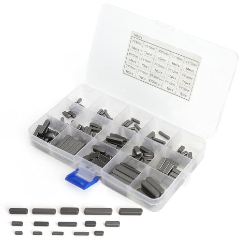 JYYWTSI Surtido de 140 cuñas de resorte, 3/4/5/6 mm, llave paralela de eje de accionamiento, llave de muelle, cuña de arrastre, juego con caja de almacenamiento, polea de inercia, kit de cigüeñales