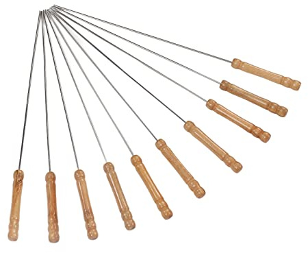 Generic Palitos para Barbacoa de Acero Inoxidable, Brochetas para Barbacoa con de Madera, Palitos para Brocheta Portátiles con Cocina Al Aire Libre, Ideales para Viajes, Campamentos, Construcción de