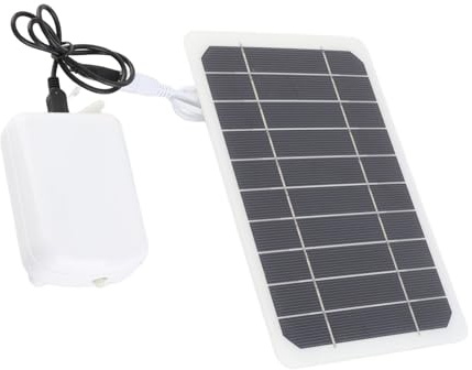 Hamwesh Aireador Solar para Estanque, Batería Recargable de 2000 MAh, Funcionamiento Silencioso, Aireador Solar para Estanque, Bomba de Aire con Piedras de Burbujas de Aire para Estanques de Peces,