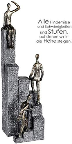 Casablanca - Deko Figur Skulptur Climbing Stufen Stairs - Poly - Dekoration Wohnzimmer Geschenk Geburtstagsgeschenk - Farbe: Bronze Grau Höhe 39 cm