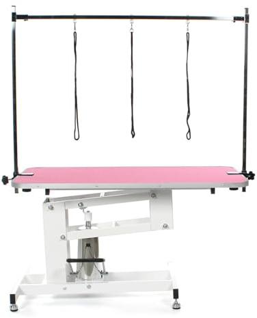 Pedigroom Grand Professionnel Résistant Hydraulique Toilette de Chien Table avec Heure Barre Rose