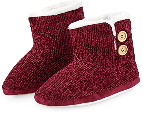 CityComfort Stickade booties inomhus och utomhusstopp, 3/4 Storbritannien, Röd