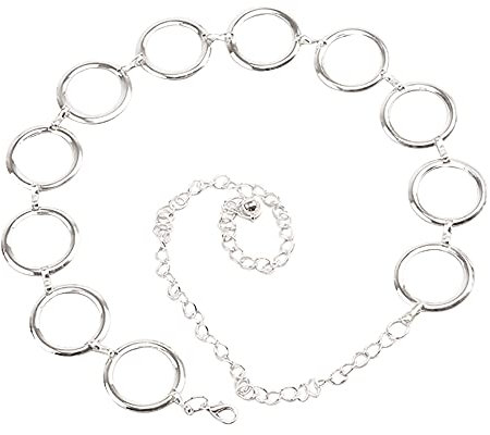 Felice Ann Damen Mode Metall Taille Kette Gürtel Bluse Kleid Pullover Kette Gürtel, Kreise Silber, Einheitsgröße
