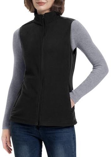 33,000ft Women's Fleece Gilets Lightweight Warm Ladies Vest Outerwear, Sleeveless Spring Jacket with Zip Up Pockets