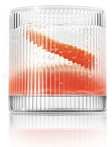 LEMONSODA Premium Vintage Straight Line Highball Cocktail Drinking Glass and Tumbler - Set of 2 - Perfect for Margaritas, Cocktails, Juices 10 oz