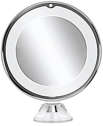 FOME Makeup Mirror, 10x Magnifying Makeup Mirror with Touch Control LED Light,360 Degree Rotating Arm and Powerful Locking Suction Cup for Home, Bathroom Vanity, and Travel