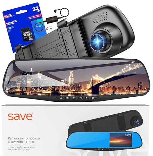 Save | Dashcam Auto vorne & hinten kabellos - Autokamera Fahrtenschreiber | GT-600 | Videorekorder im Spiegel