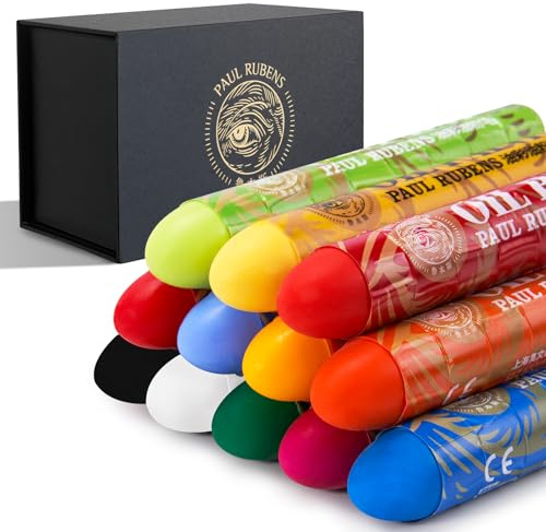 Paul Rubens pastels à l'huile, 12 couleurs Super Jumbo HaiYa artistes pastels à l'huile doux Vif et crémeux, fournitures artistiques pour artistes, débutants, étudiants (Set A)