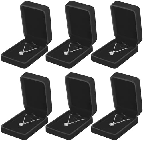 KUKUVR 6 Pieces Classic Velvet Necklace Pendant Box for Jewelry Gift, Small Jewellry Storage Display Case for Wedding Engagement Birthday Anniversary