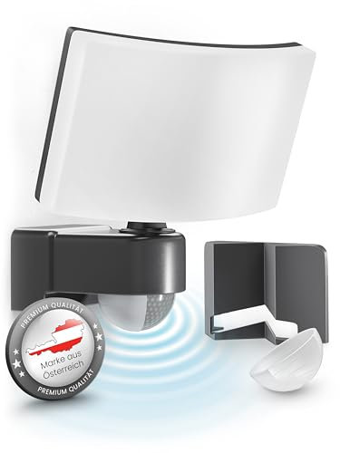 MATO Lumax LED Strahler mit Bewegungsmelder Außen - 30W Wand Außenleuchte inkl. Eck-Adapter - 3000K warmweiß, IP65 - Aussenlampe, Außenstrahler, Wandstrahler, Wandleuchte