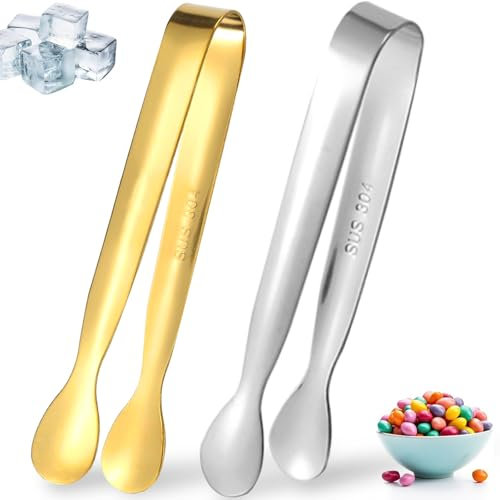 CALLYSONIC Zuckerzange,Küchenzange Edelstahl,Eiszange, Zange Küche,Gebäckzange,Goldene kleine Zange, Clip Zuckerwürfel, Desserts, Kochen, Grillen, Familienessen, Abendessen im Freien muss haben