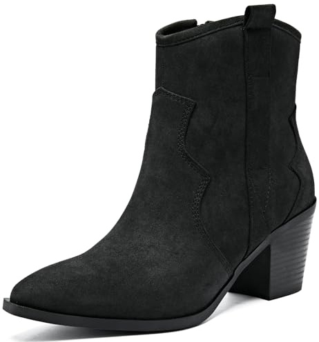Ruiee Womens Cowboy Ankle Boots Western Booties.240969 BK PU 6.5