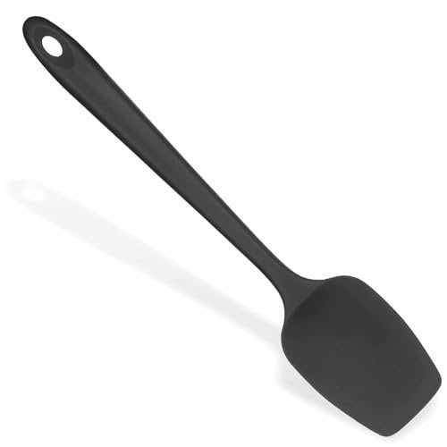 315℃ Hochhitzebeständiger Silikon Löffel Spatel:Flexibler Nahtloser Gummispatel, Backen Kochen Silikon Teigschaber für Antihaftbeschichtetes Kochgeschirr Mischen Schaben (29cm, Schwarz)