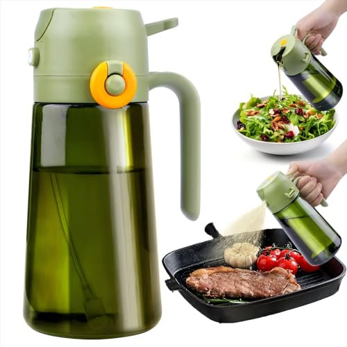 Byitin 470ml Spruzzino Olio per Friggitrice Aria, 2 in 1 Spruzzatore Olio, Vetro di Protezione UV Nebulizzatore Dosatore D'oliva, Dispenser Oliera Spray per Air Fryer, Cucinare