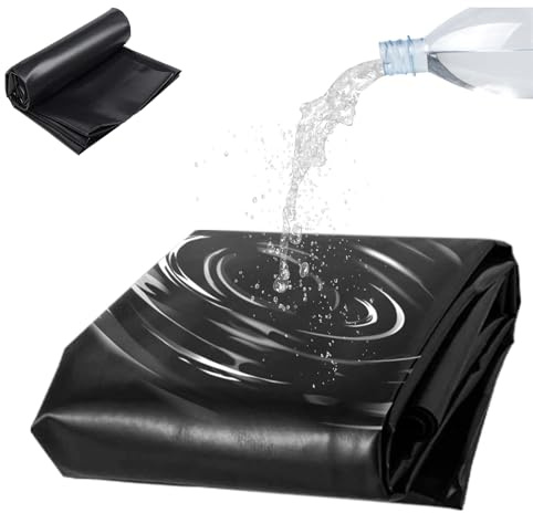PBDEIOEOE Fodera per laghetti, Rivestimento for laghetto in HDPE Nero, Flessibile, Durevole, Impermeabile, antistrappo, di Diverse Dimensioni(7x14m)