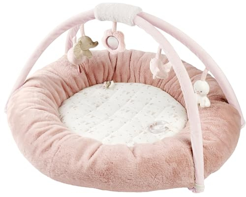Nattou Coperta Rotonda per Gattonare con Arco di Gioco, Circa 90 cm, 100% Poliestere, FanFan, Rosa