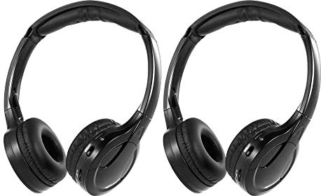 Janasiba 2 paquetes de auriculares inalámbricos por infrarrojos para coche, reproductor de DVD, auriculares universales (negro)