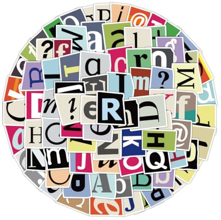 KEQAR 200 Pezzi Adesivi Vintage Lettere Autoadesivi Impermeabili Alphabet per DIY Scrapbooking, Cassette Postali, Valigia, Laptop (Multicolore)