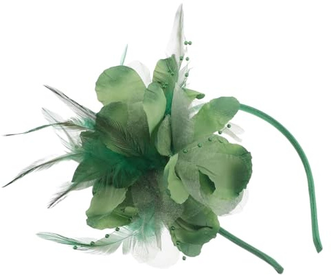 HONITANO Grön Fjäderfascinator Huvudband för Kvinnor Lätt och Bekväm Elegant Blomdetalj för Bröllop Musikfestival och Formella Evenemang Små Fascinator Håraccessoarer