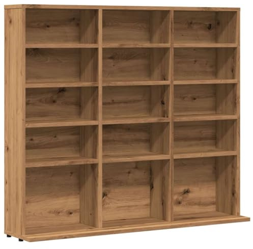 Mhdvray Scaffale per CD in rovere Artisan, 100 x 23 x 89,5 cm, materiale in legno, elegante soluzione di archiviazione con scomparti aperti, salvaspazio per soggiorno, ufficio, camera da letto