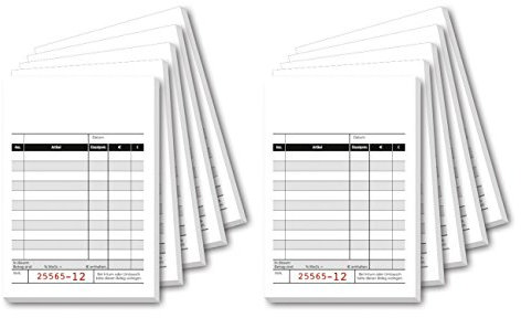 Sigel KC620 Kassenblock 2fach, mit Additionsblatt, 100x158 mm, 30 Stück á 2 x 50 Blatt mit Blaupapier