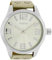Oozoo C1006 Herrenuhr, Lederarmband, Beige, beige, Streifen