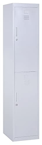 Vinsetto Armadietto 4 Ripiani 2 Porte Chiusura di Sicurezza Ufficio Garage Officina Acciaio Laminato a Freddo 38x46x180cm Grigio