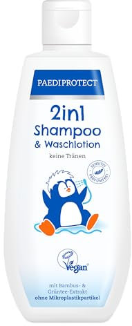 PAEDIPROTECT 2in1 Shampoo & Waschlotion für Babys & Kinder 200 ml, sanfte Reinigung & Haar ohne Parfüm & Mikroplastik, Duschgel spendet Feuchtigkeit für trockene, sensible Haut auch Erwachsene
