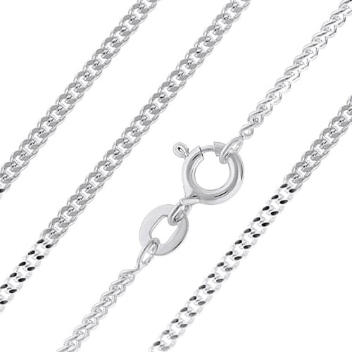 Aeon Jewellery 925 Sterling Silber Kette - 1 mm Diamantschliff Gliederkette I Größen 40-76 cm I Silber Kette Für Stufenlooks, Geschenke oder Anhänger-Ersatz I Mit Poliertuch & Etui