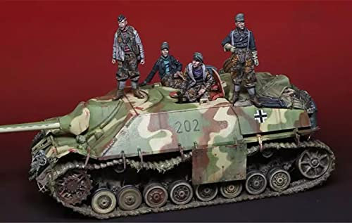 Risjc 1:35 WWII Deutscher Panzersoldat Resin Soldat Modell (4 Personen, kein Panzer) unbemalt und unmontiert Miniaturmodellbausatz/A95215