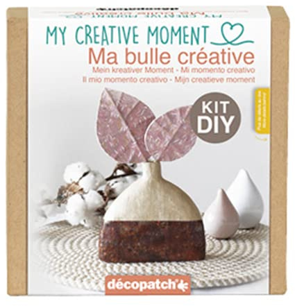 Décopatch KIT039C - Un Mini-kit adulte (support, papier, colle et pinceau inclus), VASE ET FEUILLES