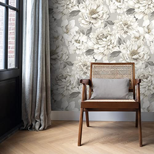 RASCH (U.K) Limited Dimension Large Floral Wallpaper - Modern Wallpaper for Living Room, Bedroom, Fireplace - decor Luxury Nature Wall Paper w/ Delicately Illustrated Flowers (Taupe/Cream) (283777)