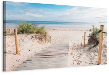 B&D XXL - Akustikbild Strand 150x50 cm 1 tlg Bilder Akustikschaum Schallschutz Kunst Akustikpaneele Wandpaneele Schalldämmung Wandbild Schallabsorber Akustikplatten Landschaft Meer c-B-0158-b-a