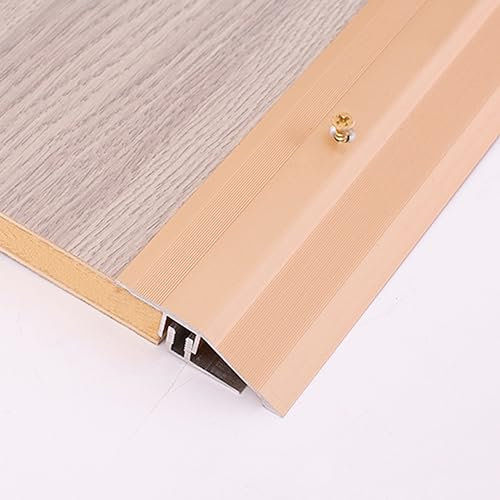 Barre de Seuil Boupe de Transition de Seuil de Porte Cannelé, Rampe Réducteur D'entrée en Aluminium avec Vis et Base, Garniture du Joint au Sol pour Fauteuil Roulant/Balayeur (Color : Titanium Gold