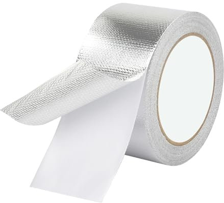 Qrity Ruban Adhésif Aluminium Ruban Aluminium pour Étanchéité, 50mm x 20m, Ruban Aluminium Autocollant, Pour La Réparation, Tuyaux, 1 Rouleau