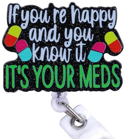 BEEFLYING Badge Reel Retractable Funny Nurse ID Card Badge Holder with Swivel Alligator Clip for Office School Hospital Teacher Nursing Name Tag Card