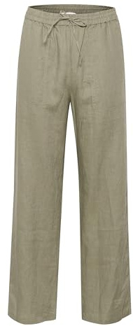 Part Two Women's Women's Pants High-Waisted Regular Fit Wide Legs Drawstring Waistband Trousers, Vetiver,