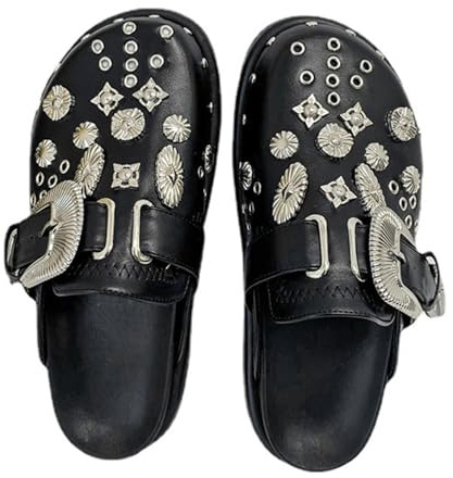 Vhitler Y2k Shoes Emo Shoes Platform Slippers Grunge Womens Clogs Punk Clothes Platform Clogs, Black, 6.5-7