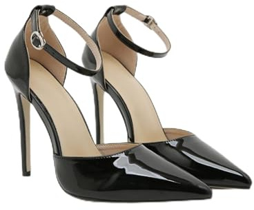 Omeslike 4.33 pouces/11cm Femmes Sexy Talons Hauts Mode Robe De Mariée Chaussures Robe De Soirée Stilettos Bout Pointu Partie Bureau Confortables Pompes,Noir,42 EU
