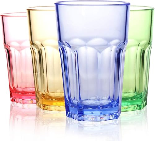RAONEUS Premium PC Kids Plastic Tumblers Set of 4, Uneakable Small Cups，Dishwasher Safe&BPA Free(265ml)