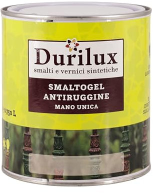 DURIPLASTIC Durilux Smalto Vernice Gel Antiruggine Pronta all'Uso Non Cola Per Ringhiere Cancelli e Ferro Ml 750 (Grafite Antichizzante)