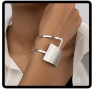 SINLOV Punk Open Bracelet Statement Chunk Bracelets Chunky Hand Chain Jewelry Adjustable for Women (silver)