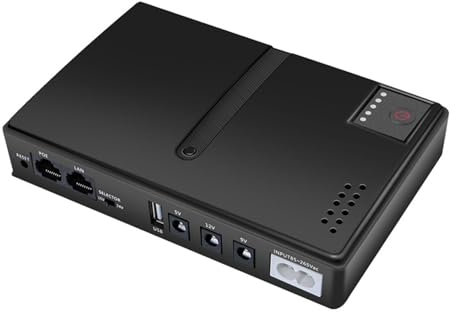 Mini SAI, Sistem de Alimentación Ininterrumpida con Batería de Reserva Recargable de 18W con Salida DC 5V 9V 12V 2A USB 5V 2A PoE 15V 24V Pequeña batería de Respaldo para Router