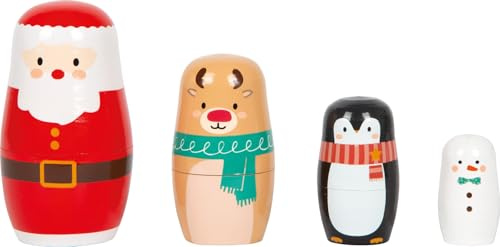 Small Foot Matrjosjka Julfigurer Av Trä, Söta Dockor Som Kan Byggas Ihop, Set Med 4 Delar, Stapelspel För Barn Från 3 År, 12682