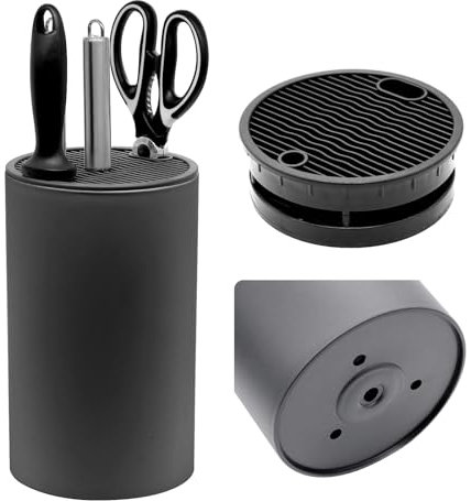 NVGFTG Ceppo Coltelli Vuoto, Ceppo Coltelli da Cucina Vuoto, Porta Coltelli Cucina Rotondo Senza Coltello, Universal Portacoltelli da Cucina con Foro Scarico, Ceppo Portacoltell