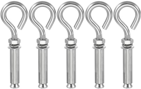 sourcing map Gancio da parete in cemento, M8 x 105 mm, in acciaio inossidabile 304, tasselli per pareti in cemento, viti per soffitto, pareti in cemento, muratura, confezione da 5