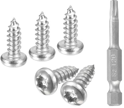 QUARKZMAN #8 x 1/2 Tornillos de Seguridad Torx, 30pcs Tornillos Autorroscantes de Cabeza Redonda Resistentes A La Manipulación, Tornillos Antirrobo de Acero Inoxidable 304 con Punta T20